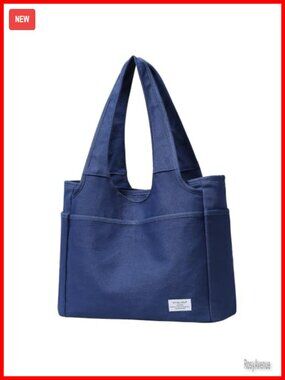 Large Canvas Tote Bag Utility Shoulder Bag 13 Pockets Work School Travel